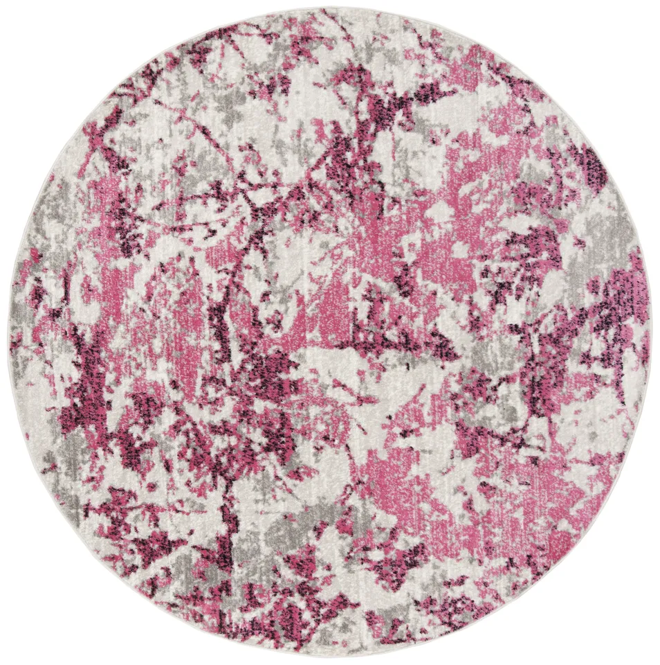 Arlo Home Woven Area Rug, SKY186N, Pink/Ivory,  6' 7" X 6' 7" Round