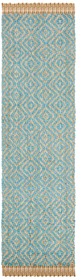 Arlo Home Hand Woven Area Rug, NF266C, Turquoise/Natural,  2' 3" X 8'