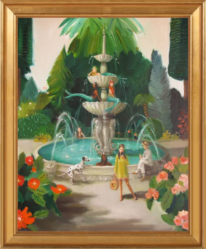 Selfie At The Mermaid Public Fountain by Janet Hill for Artfully Walls