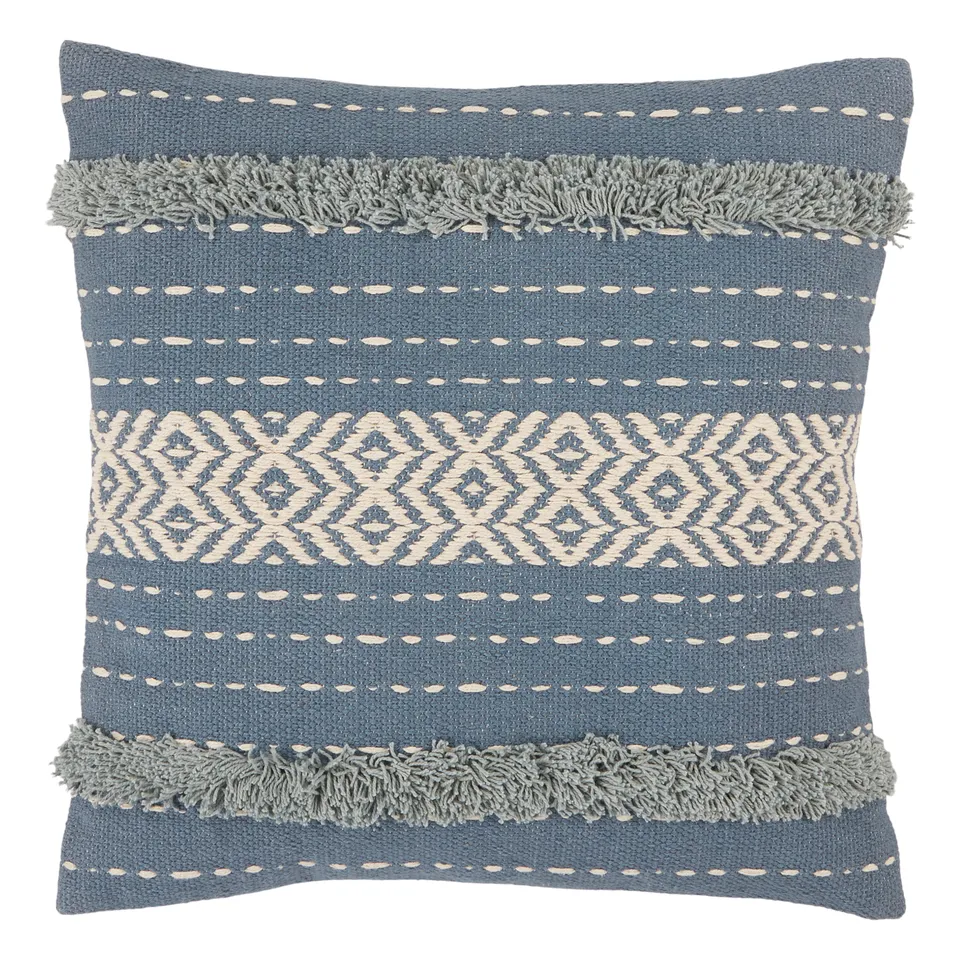 Vibe by Palmyra Tribal Blue/ White Pillow Cover (20" Square)