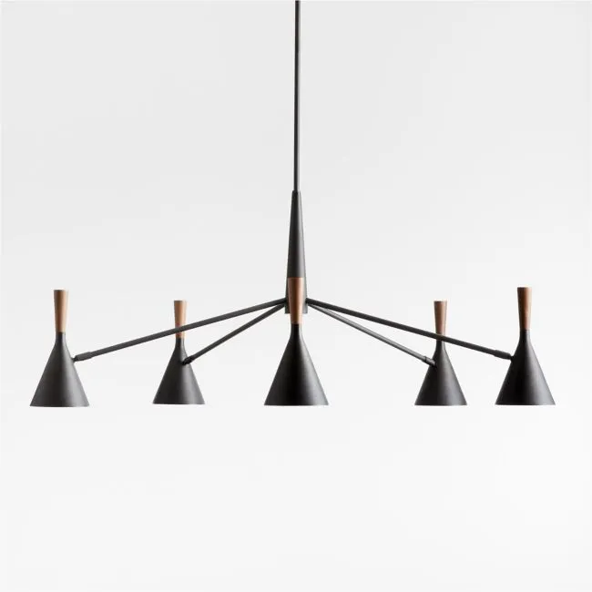 Weston Black Mid-Century Modern Chandelier Light 45"