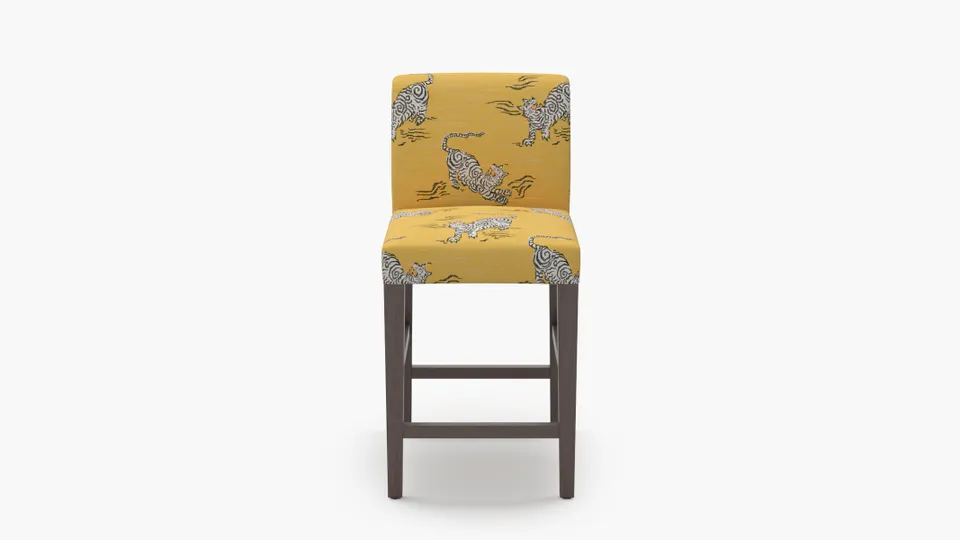 Signature Dining Counter Stool, Dijon Tigresse, Espresso Square Tapered Leg