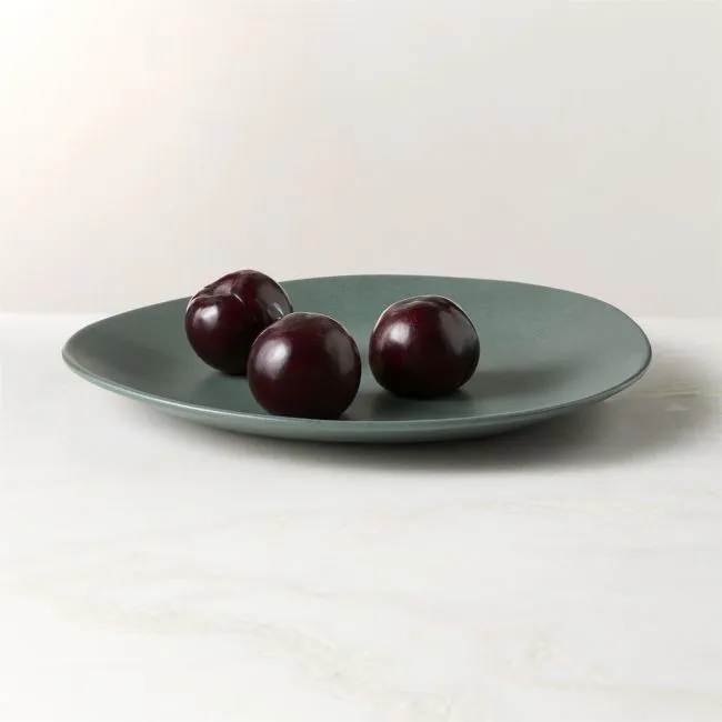 Selene Round Green Stoneware Serving Platter