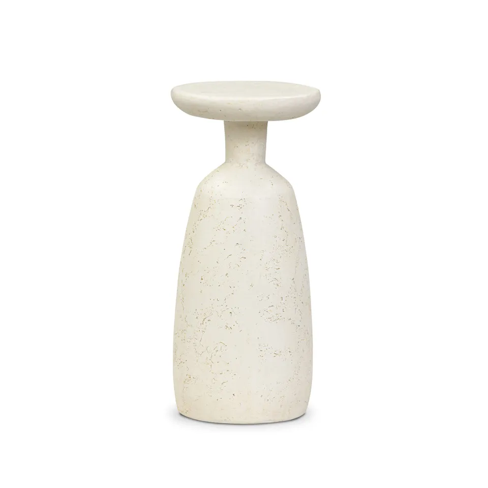 Ramara Outdoor Nesting End Table - Aged White Concrete