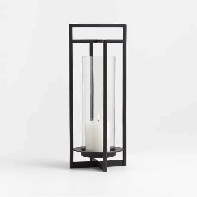 Dune Small Black Metal Outdoor Lantern 18"
