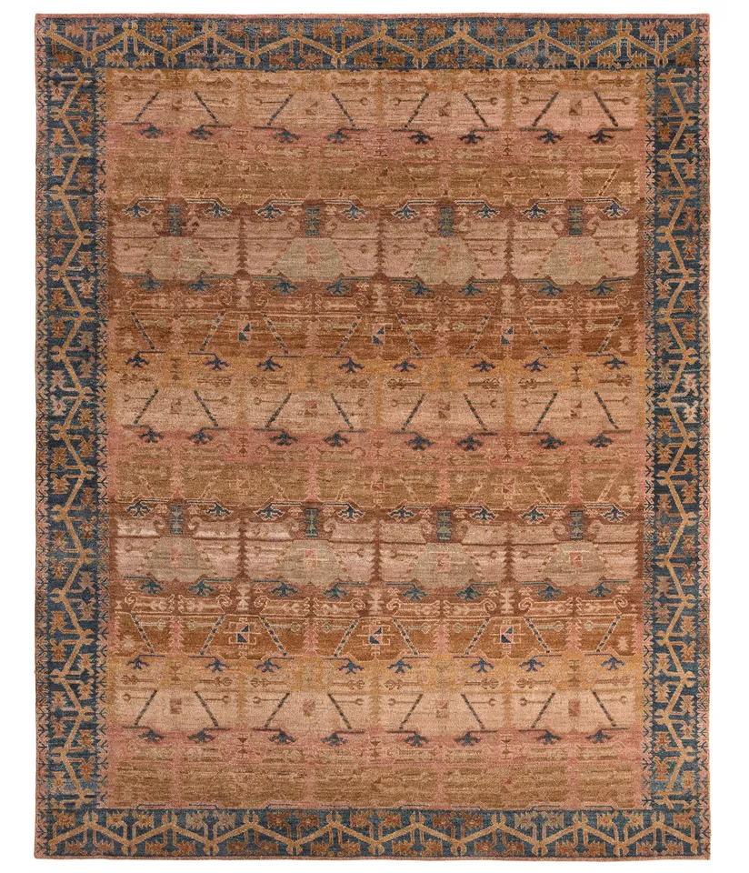 Leyna GOS01 Handknot Ikat Orange/Red Area Rug (8'X10')