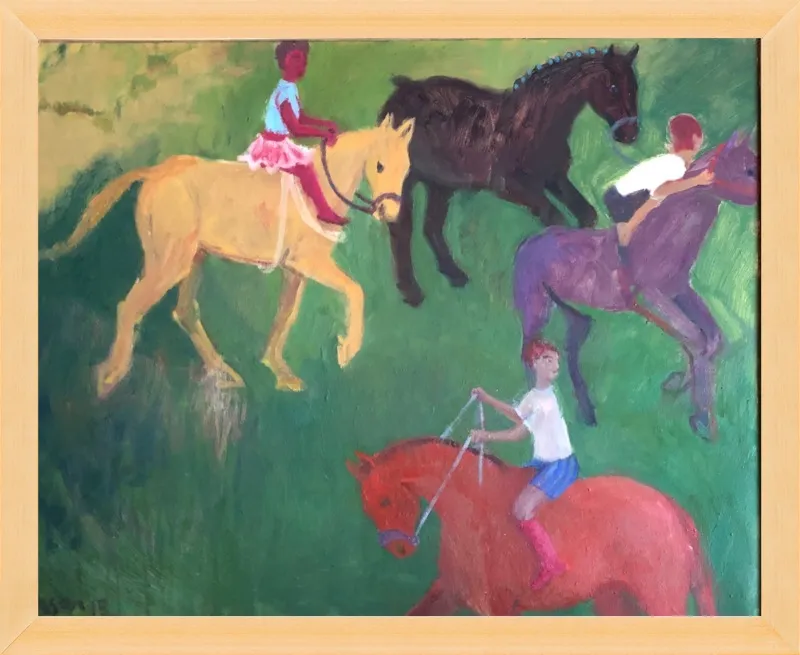 Four Horses, Three Riders by Megan Williamson for Artfully Walls