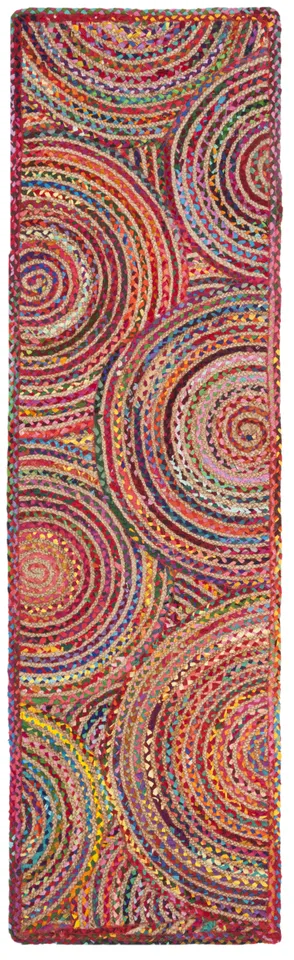 Arlo Home Hand Woven Area Rug, CAP203A, Red/Multi,  2' 3" X 8'