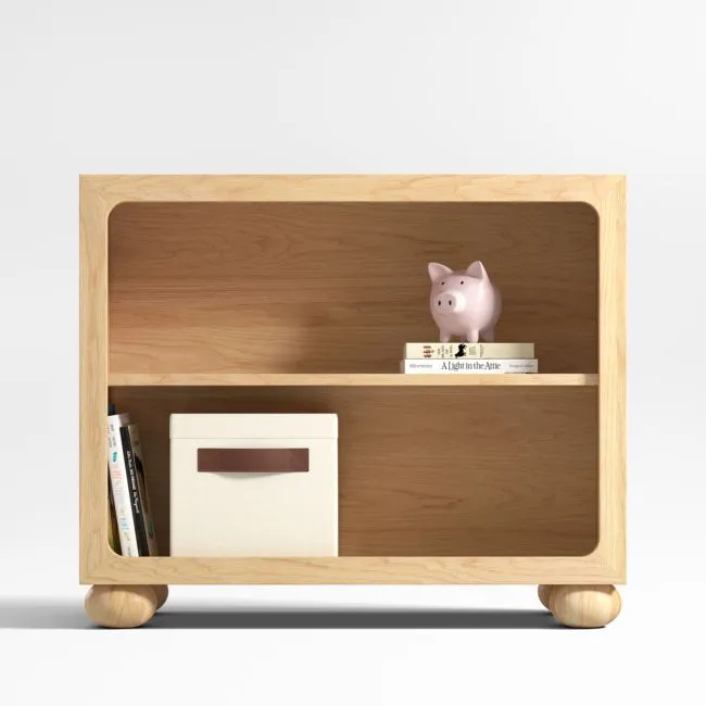 Emery 36" Natural Oak Wood 2-Shelf Kids Bookcase