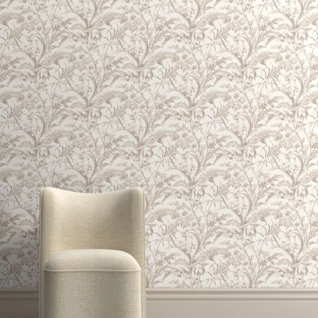 Charleston Taupe Floral Wallpaper