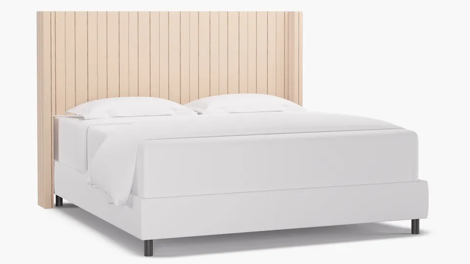 Modern Wingback Headboard, Charcoal Fritz, King