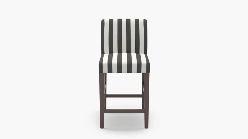 Signature Dining Counter Stool, Ink Cabana Stripe, Espresso Square Tapered Leg