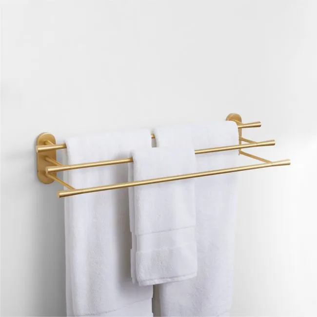 Tapered Brushed Brass Wall-Mounted Bathroom Towel Rack