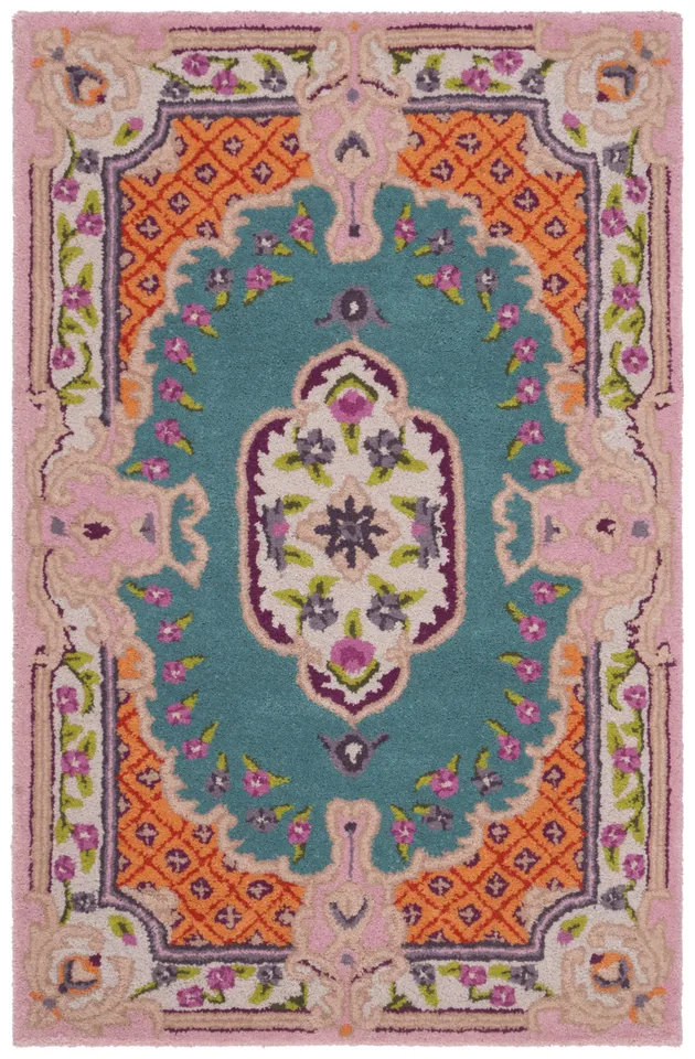 Arlo Home Hand Tufted Area Rug, BLG535M, Blue/Pink,  2' 6" X 4'