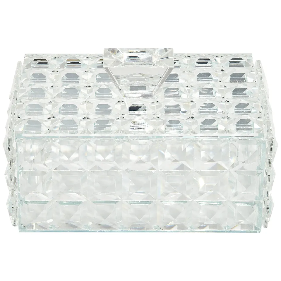 Tuli 6 1/2"W Clear Glass Rectangular Jewelry Box with Lid