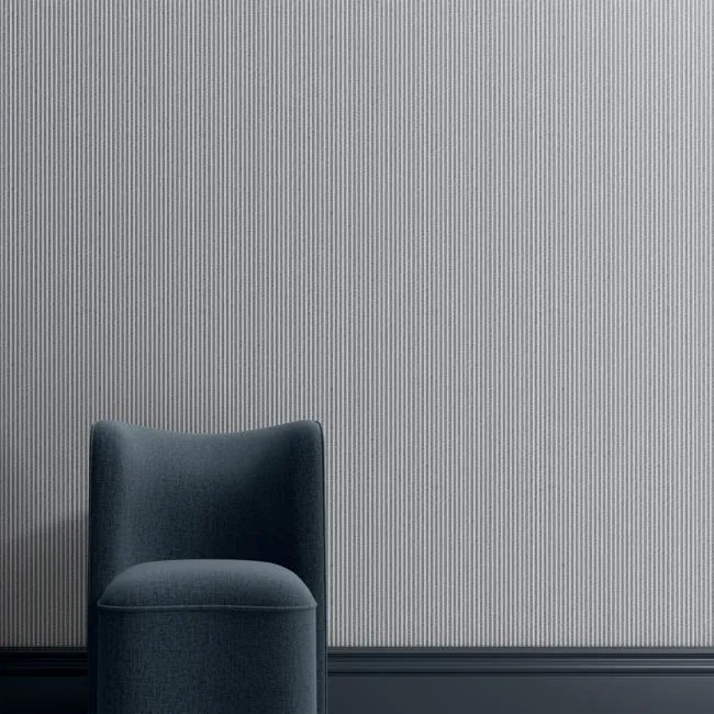 Vivienne Navy Blue Ticking Stripe Wallpaper