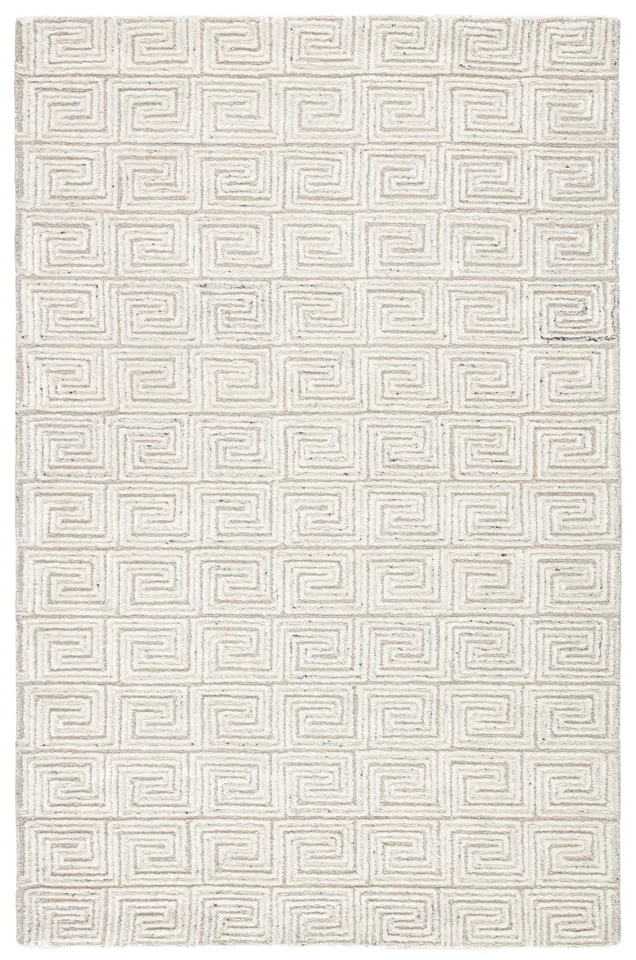 Harkness Handmade Geometric White/ Gray Area Rug (8'X11')
