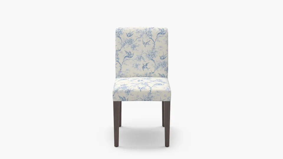 Signature Dining Chair, Blue Swallows, Espresso Square Tapered Leg
