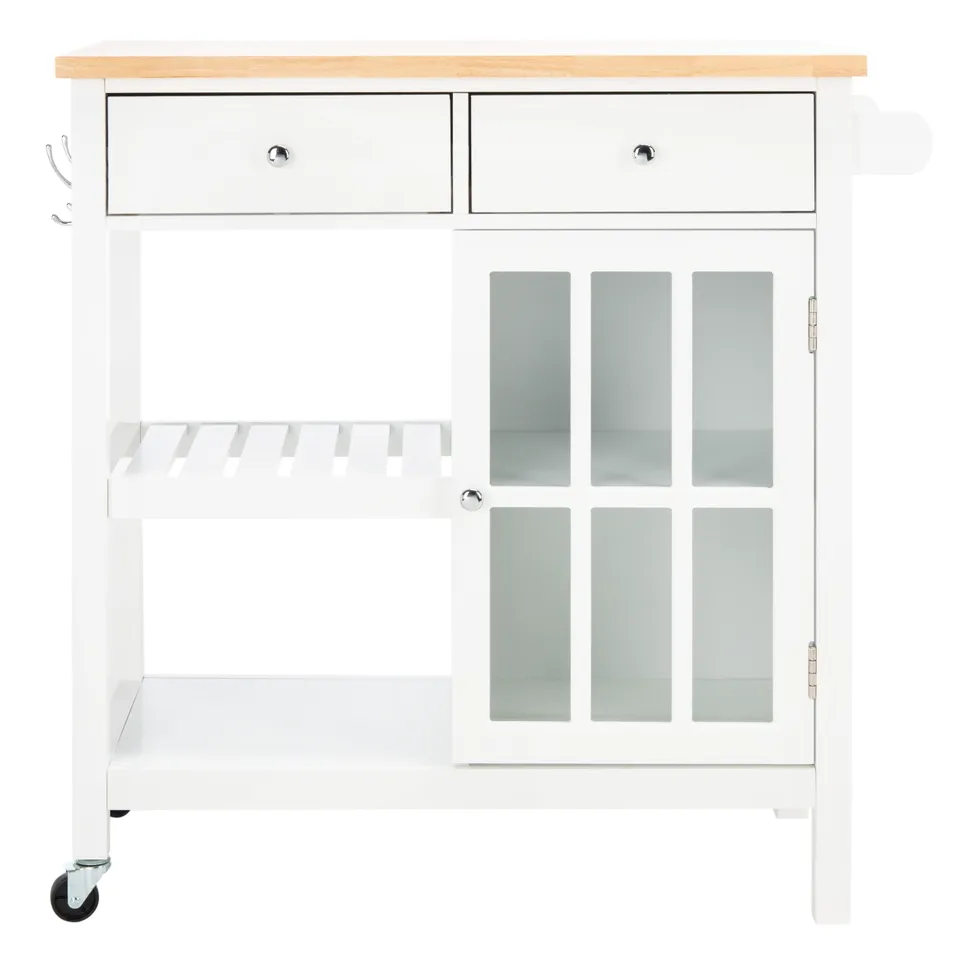 Locklyn 1 Door 2 Drawer 2 Shelf Cart - White / Natural