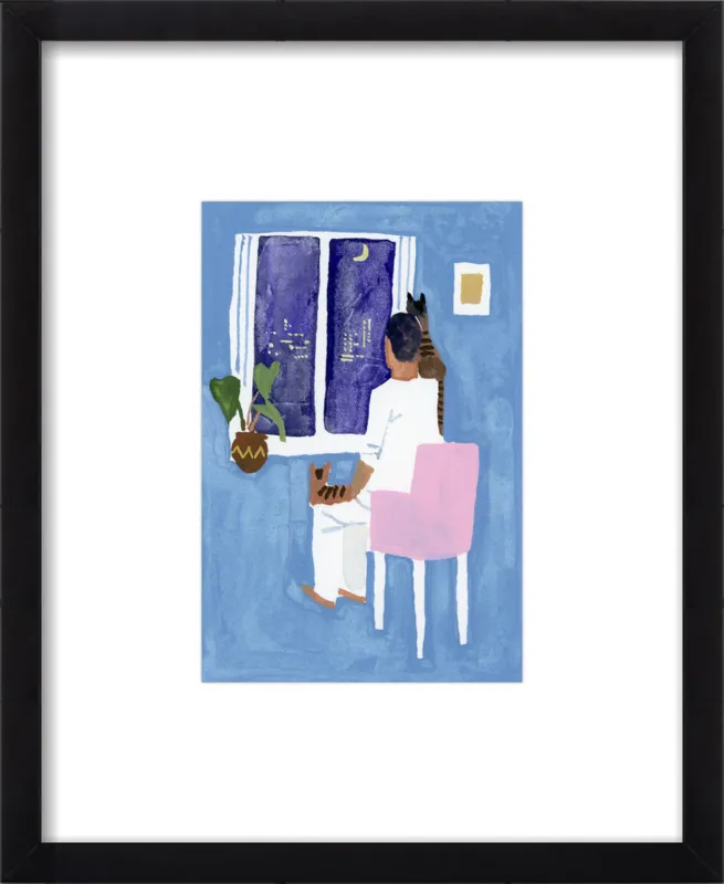 Look at the cat and the moon by Hiroyuki Izutsu for Artfully Walls