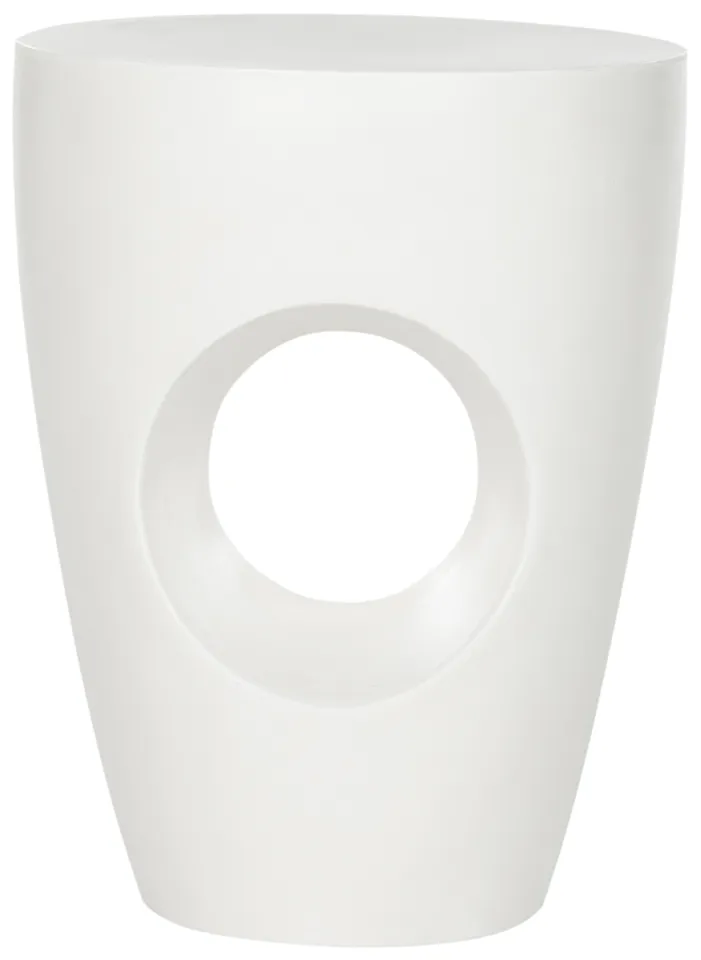 Aishi In/Outdoor Round Concrete 17.7" Accent Stool - Ivory