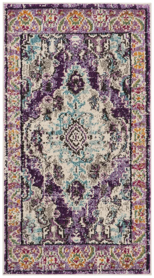 Arlo Home Woven Area Rug, MNC243L, Violet/Light Blue,  2' 2" X 4'
