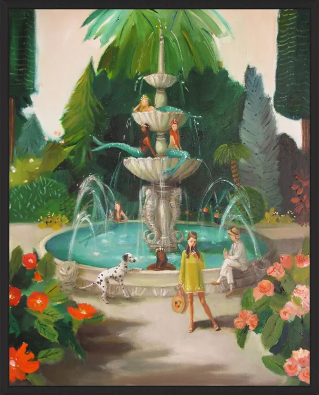 Selfie At The Mermaid Public Fountain by Janet Hill for Artfully Walls