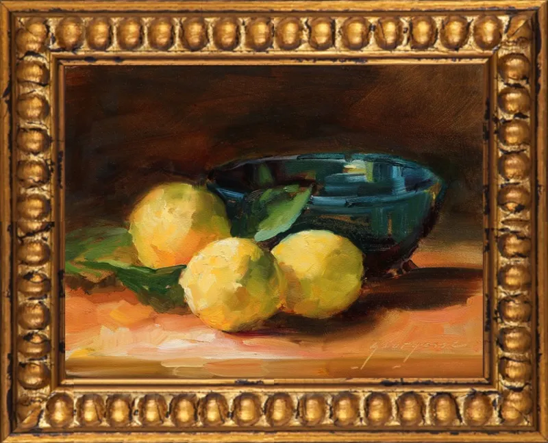 Lemons and Blue Bowl by Georgesse Gomez for Artfully Walls