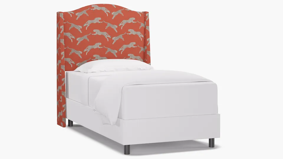 Classic Wingback Headboard, Henna Cheetah, Twin