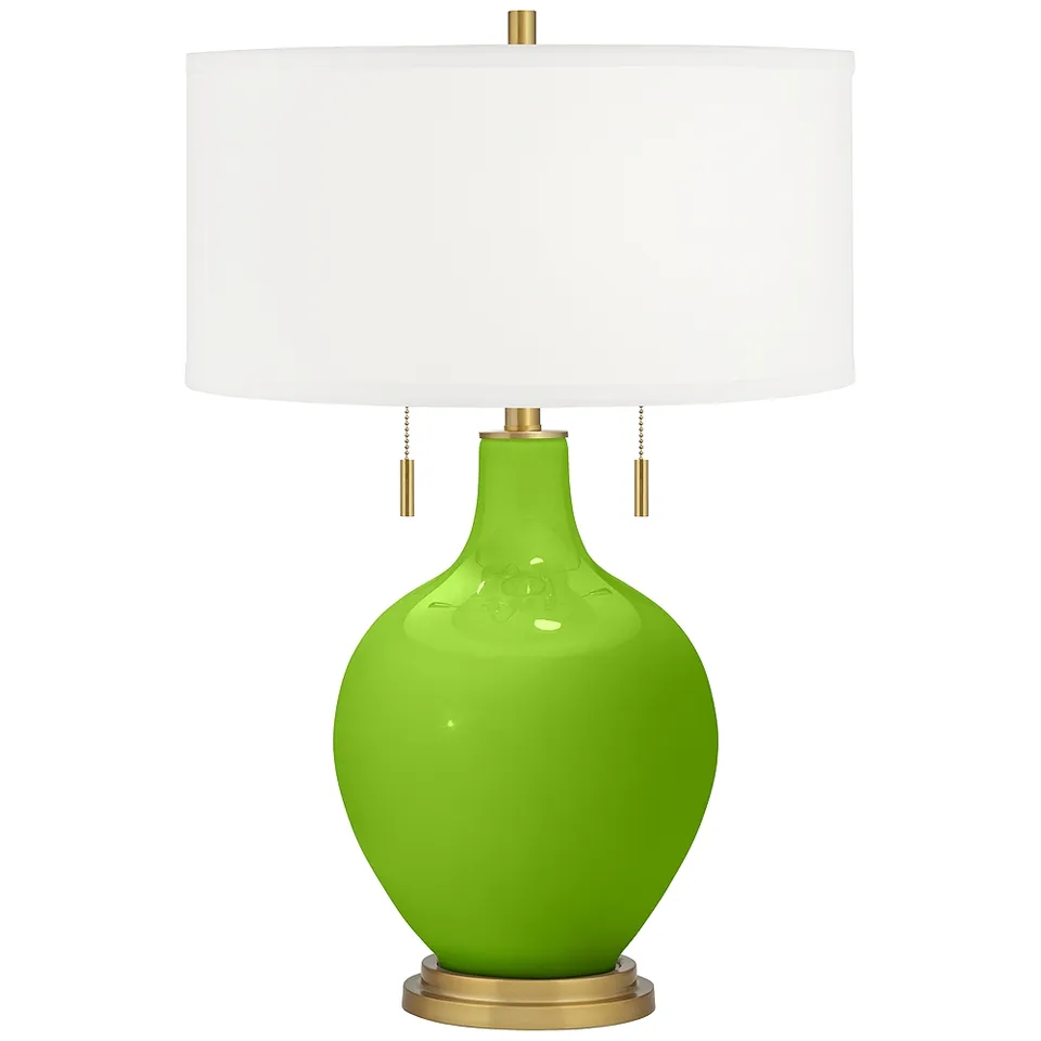 Neon Green Toby Brass Accents Table Lamp