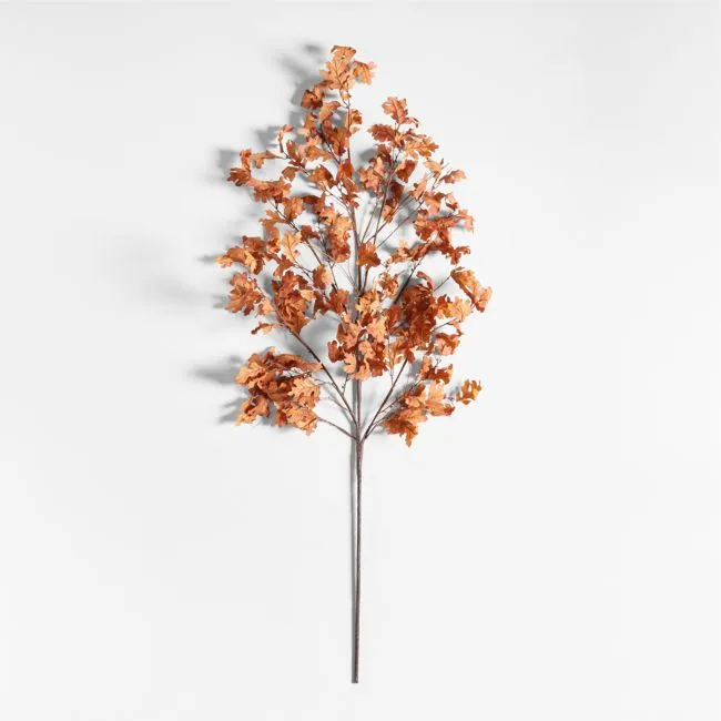 Faux Orange Oak Leaf Branch 66"