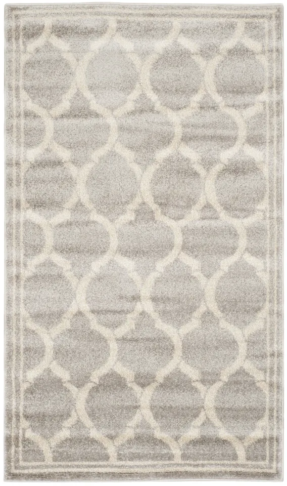 Arlo Home Indoor/Outdoor Woven Area Rug, AMT415B, Light Grey/Ivory,  3' X 5'