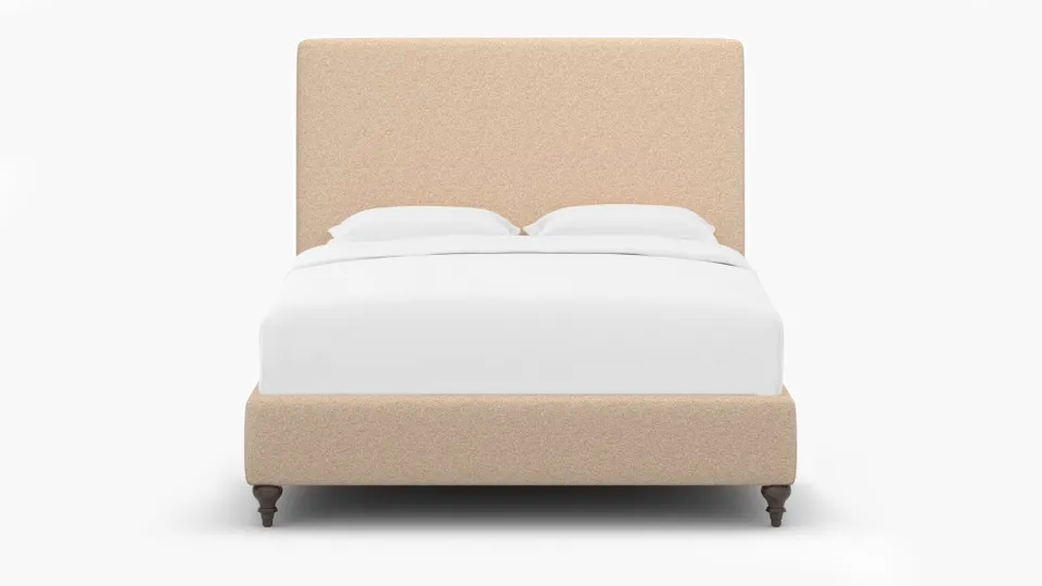 Classic Bed, Buff Boucle, Espresso Traditional Turned Leg, King