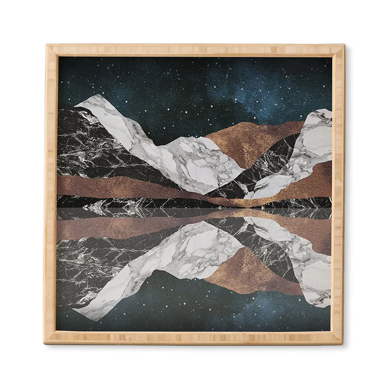 Landscape Mountains by Orara Studio - Framed Wall Art Bamboo 12" x 12"