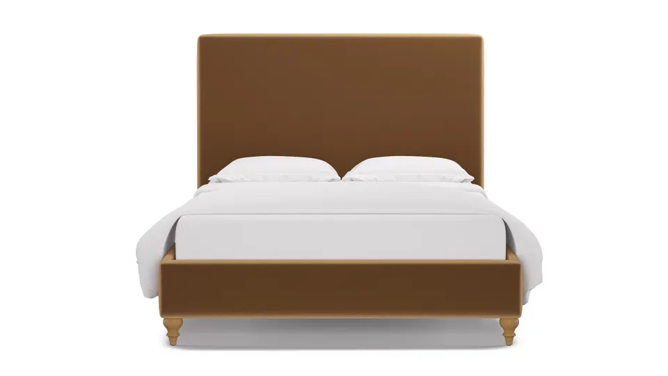 Classic Bed, Fawn Performance Velvet, Natural Traditional Turned Leg, Twin