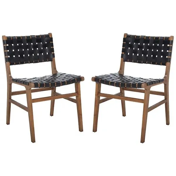 Iracema Woven Leather Dining Chair, Set of 2