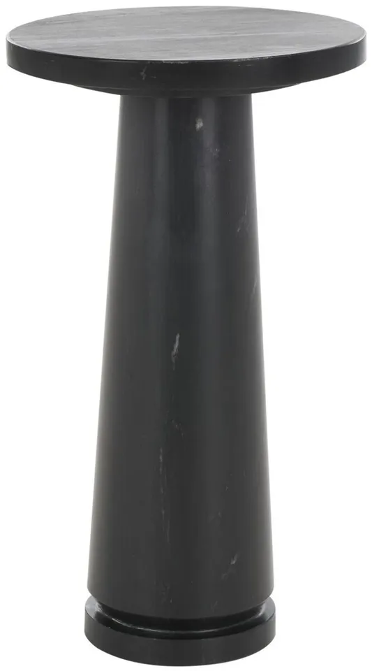 Valentia Round Marble Accent Table - Black