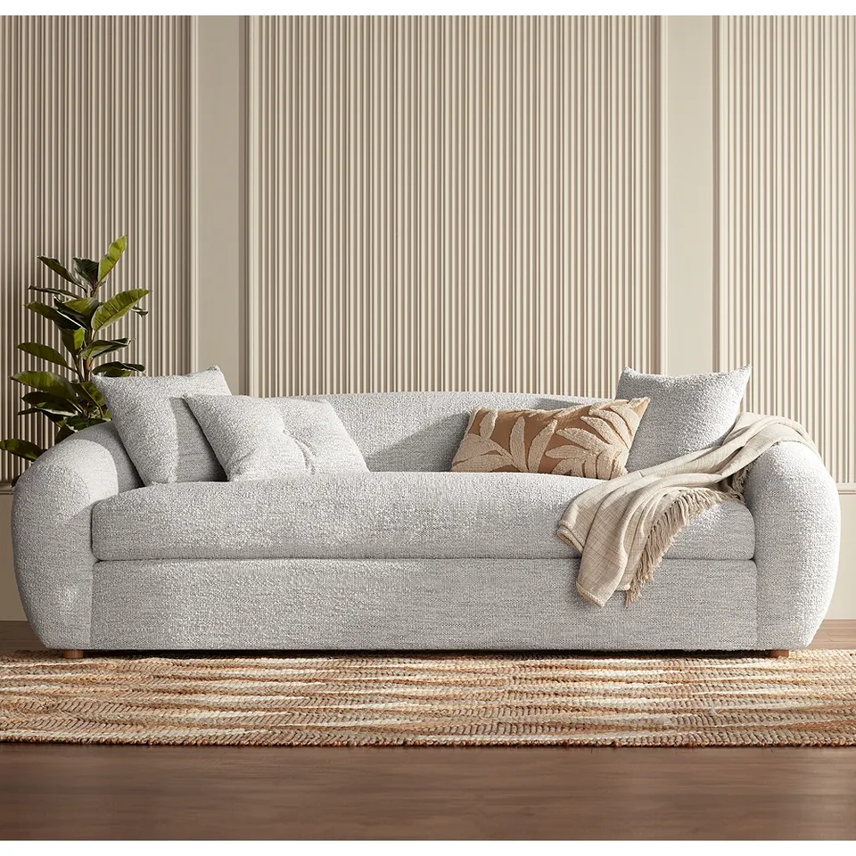 Zachery Merino Cotton Curved Stationary Sofa