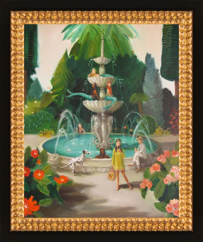 Selfie At The Mermaid Public Fountain by Janet Hill for Artfully Walls