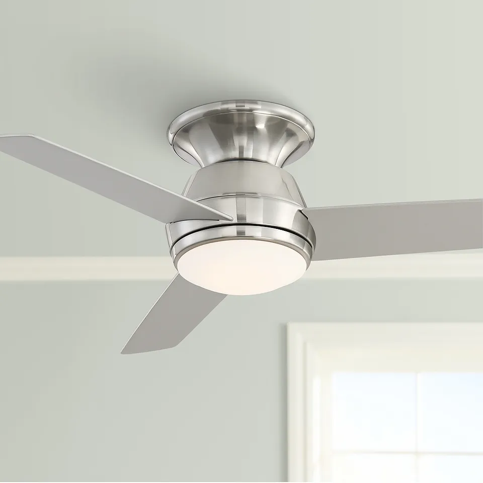44" Casa Vieja Marbella Nickel LED Hugger Ceiling Fan with Remote