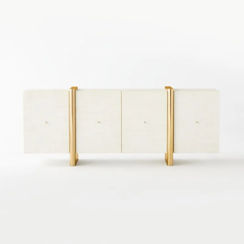 Dorset 81" White Lacquered Linen Credenza