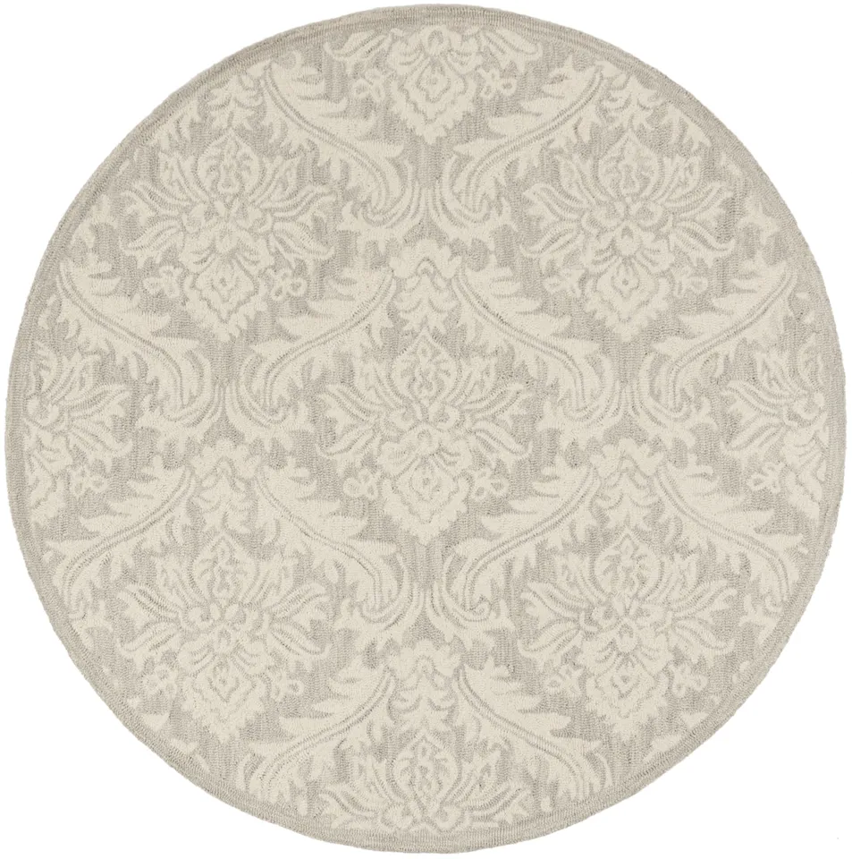 Arlo Home Hand Tufted Area Rug, MLP513G, Silver,  5' X 5' Round
