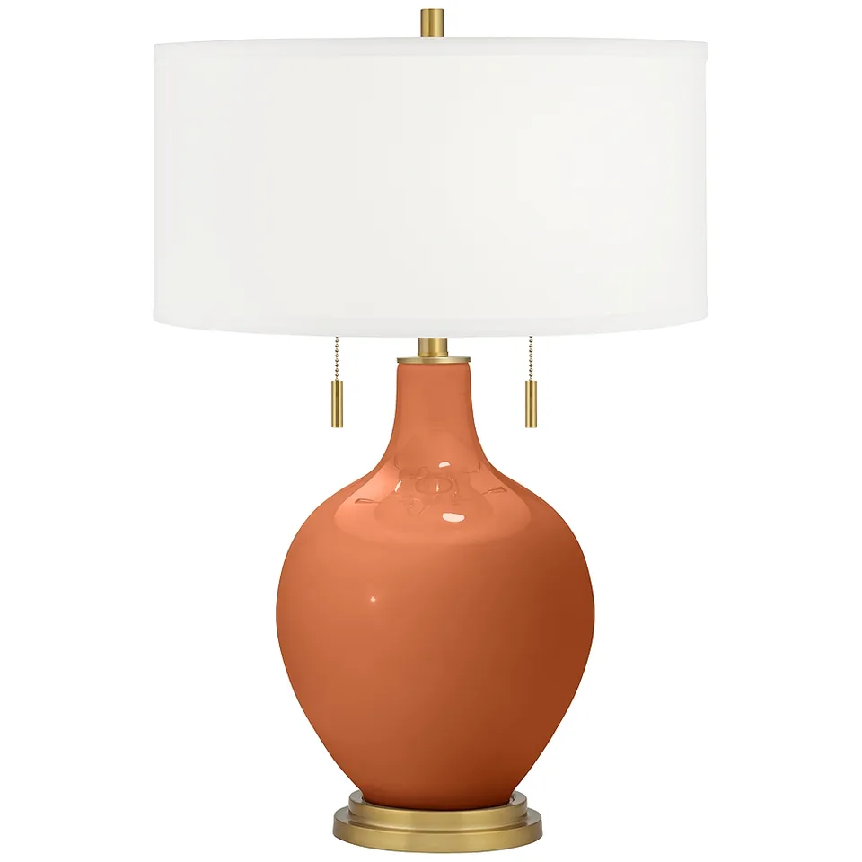 Color Plus Toby Brass 28" High Modern Glass Robust Orange Table Lamp
