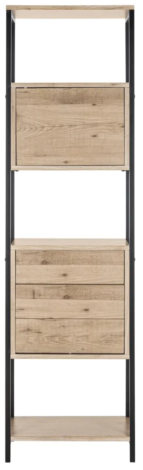 Gabrielle Retro Mid Century Wood Etagere - Oak/Black