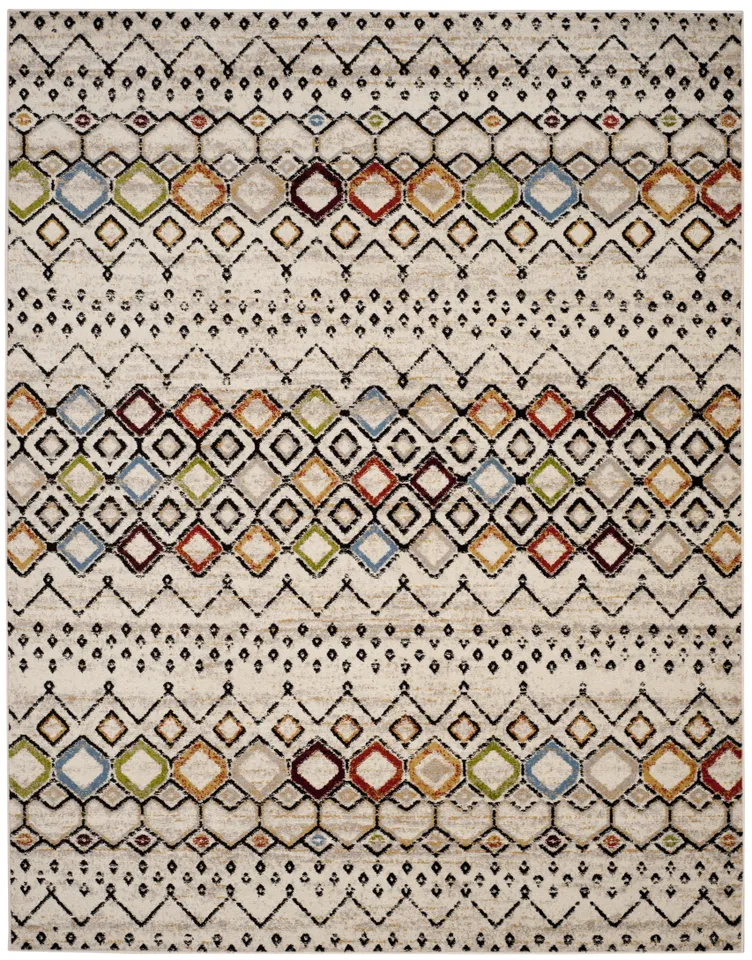 Arlo Home Woven Area Rug, AMS108K, Ivory/Multi,  9' X 12'
