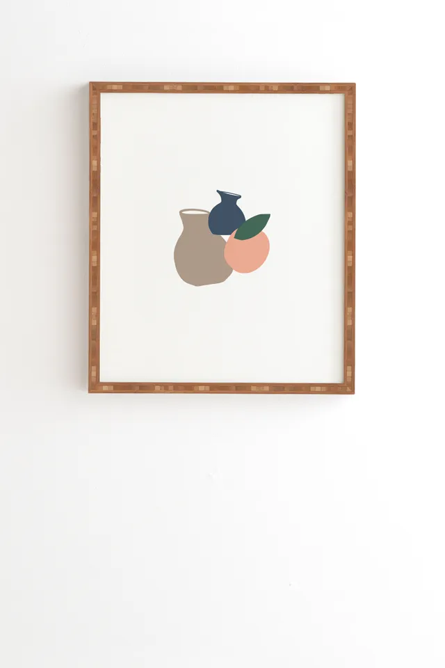 Vases And Fruits by Mambo Art Studio - Framed Wall Art Bamboo 30" x 30"