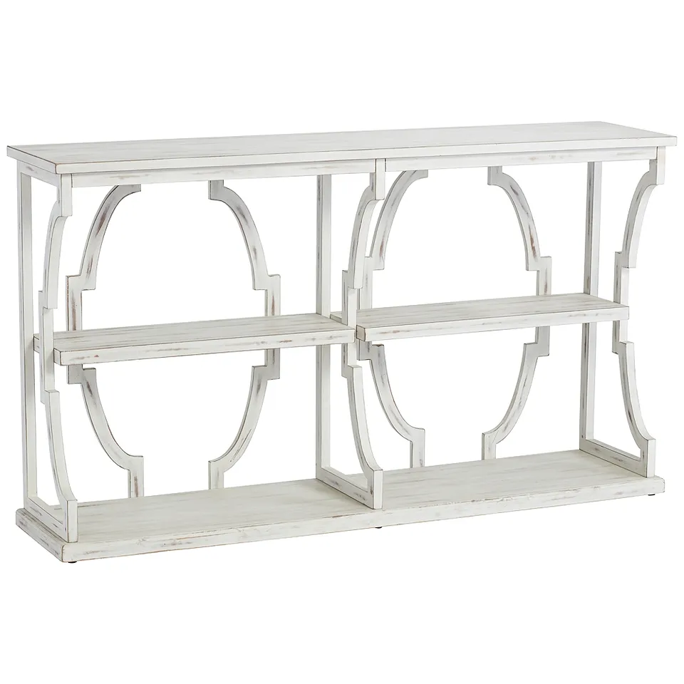 Stockton 64" Wide Antique White 3-Tier Console Table