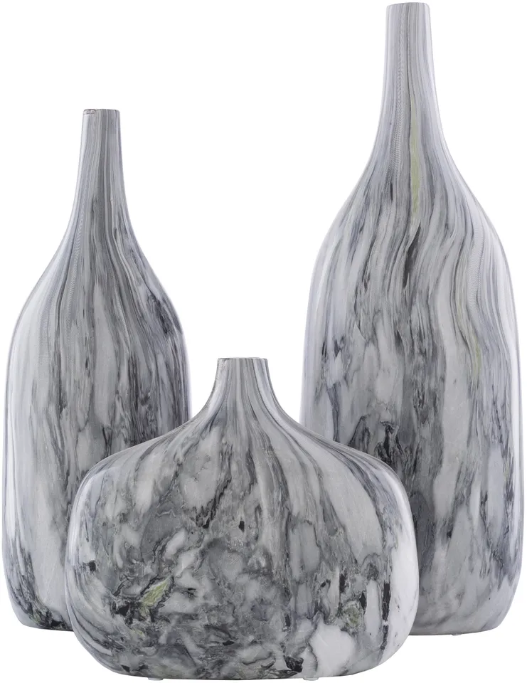 Marble MBL-003 8"H x 5"W x 9"D,  18"H x 5"W x 7"D,  15"H x 5"W x 6"D Vase