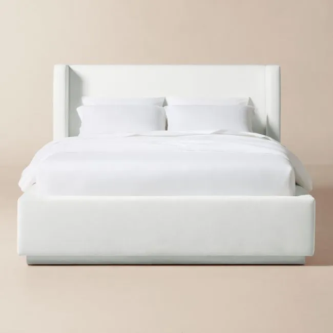 Russell Ivory Performance Chenille Upholstered Queen Storage Bed