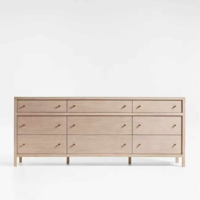 Keane 84" Weathered Natural Solid Wood 9-Drawer Dresser